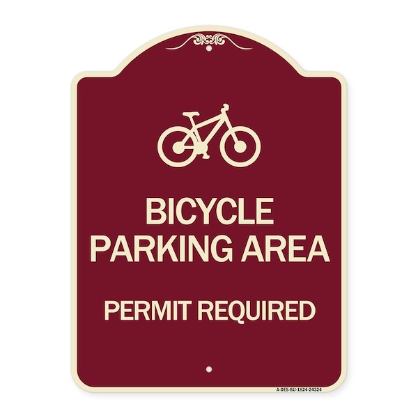 Signmission Bicycle Parking Area Permit Required W/ Graphic Heavy-Gauge Aluminum Sign, 24" x 18", BU-1824-24324 A-DES-BU-1824-24324 - main